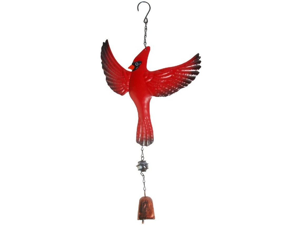 Campana De Viento Portátil Pájaro Cardenal Rojo Decoración Exterior Jardín 17.7 Pulgadas