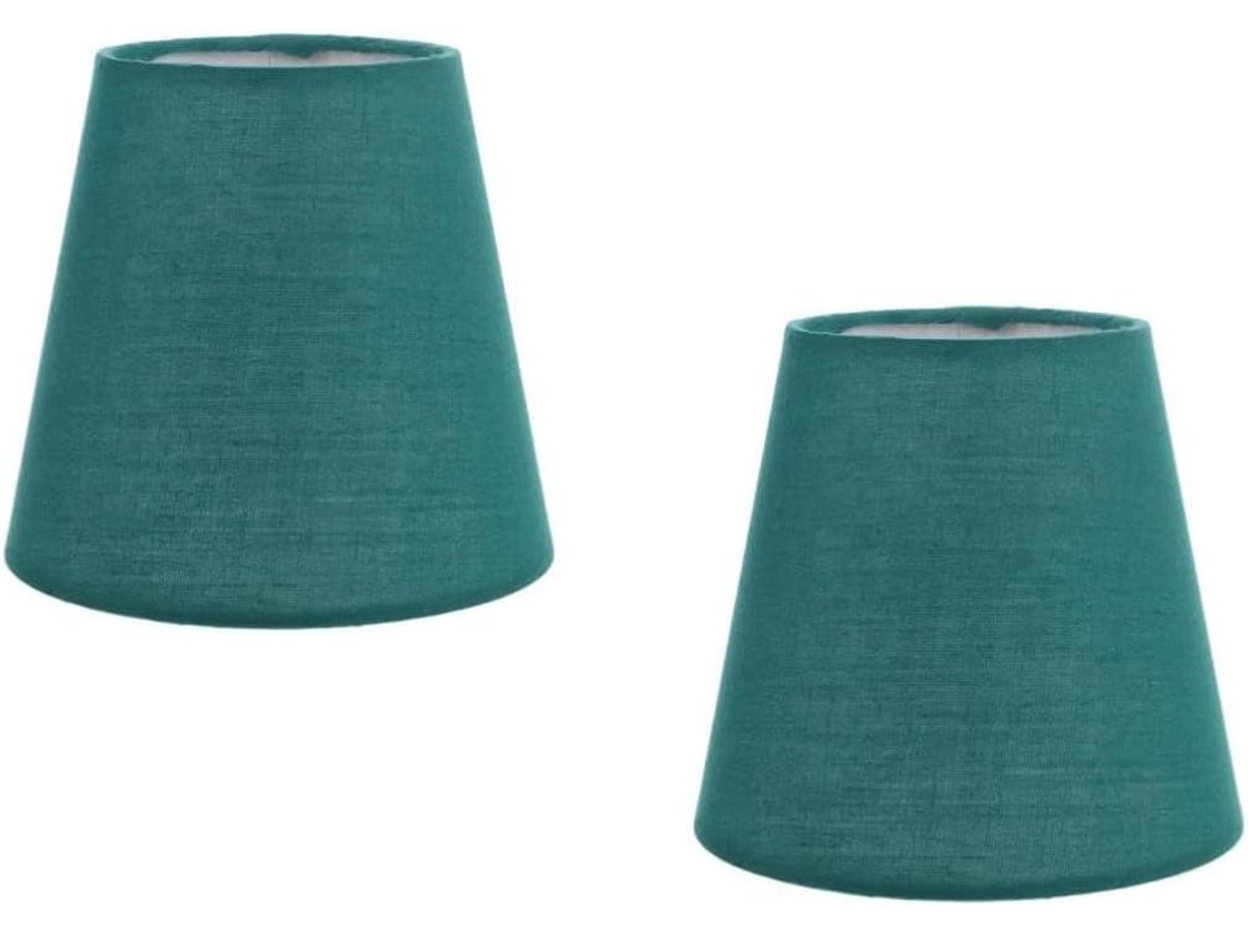 Conjunto De 2 Abajures De Tecido Verde Para Lâmpadas E14, Cilindro Simples