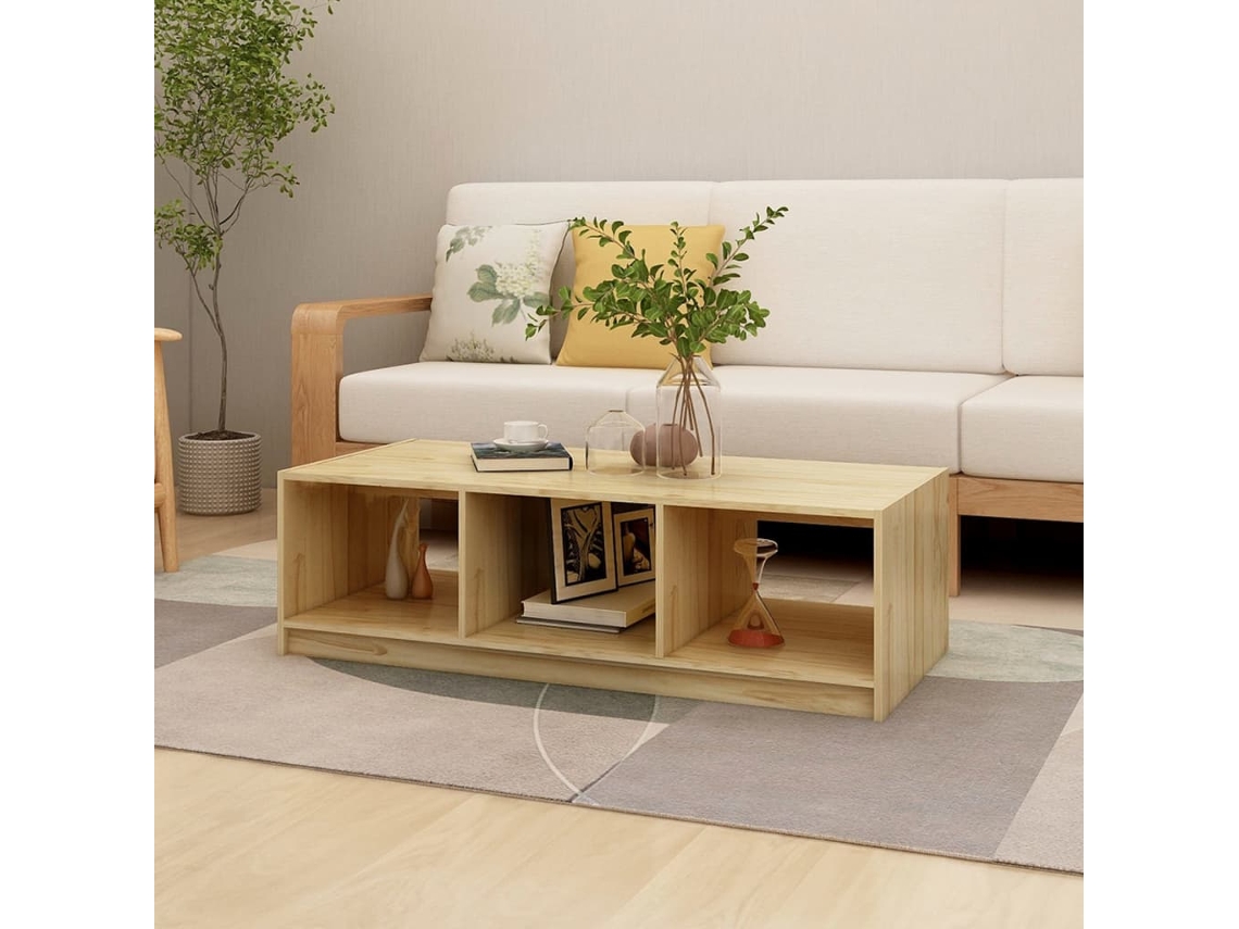 Vidaxl Mesa De Centro 110x50x34 Cm Madeira De Pinho Maciça
