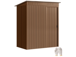 Galpão de Jardim Metálico porta deslizante saídas de ar castanho 159x106x181 Cm | S/MARCA