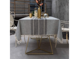 Toalha De Mesa Moderna E Simples Com Borlas Listradas, Toalha De Mesa De Algodão E Linho, Toalha De Mesa Lavável Para Áreas Externas (listras Cinza, R