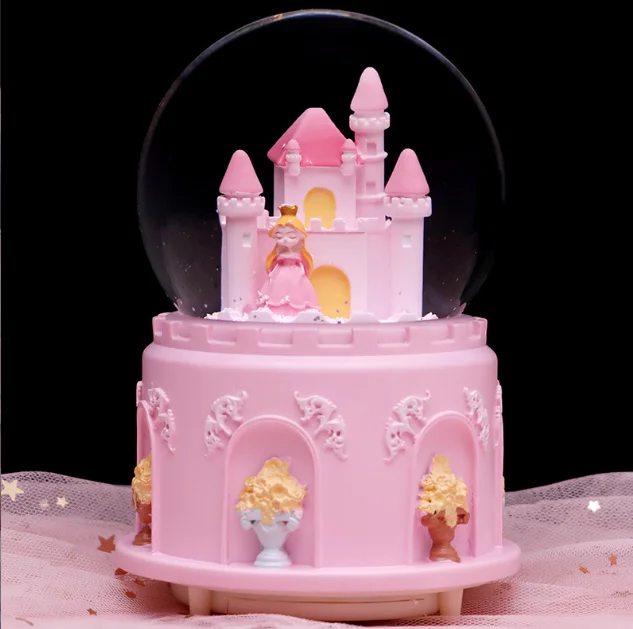 Castelo Bola de Cristal Floco de Neve Luminoso Alto falante Decoração para Quarto de Menina MDUG (estilo 9)