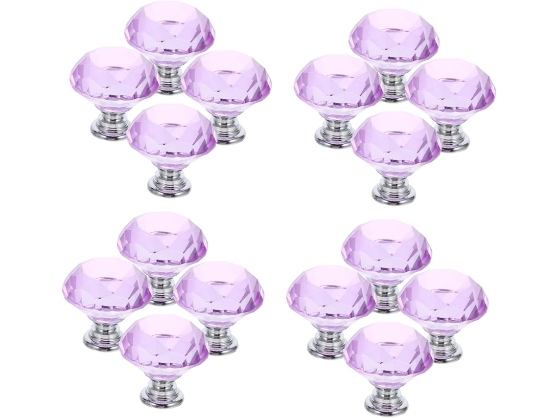 Conjunto De 16 Puxadores Decorativos Cristal Para Armários E Guarda Roupas