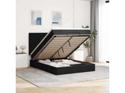 Vidaxl Estrutura De Cama Otomana Com Colchão 140x190 Cm Tecido Preto