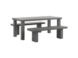 Conjunto De Refeição De Jardim Com Bancos Beliani Taranto De Cimento Com Fibra Cinzento 180x90x76