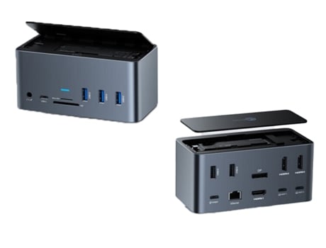 Adaptador LECOO Lkc1314H 17In1 Type-C a 2Usb2.0 3Usb3.0 1000Mbps 2Hdmi Vga Sd/Tf 3Pd Ssd para Huawei Mate40/P50 S20