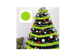 Decoração De Fita De Pelo Verde Para Árvore De Natal 3m, Laço, Adornos De Natal, Materiais Para Festa Igvtrade (2 Rolos, Total 3m)