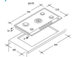 Placa de Gás CANDY PG 953/1 SX (Gás Natural - 90.9 cm - Inox)