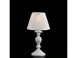 Leonardo - Candeeiro De Mesa Gasto De Madeira Branca 1 Luz Com Abajur Dm.20 H.43 - Ø20 - Bl180-lt-bco