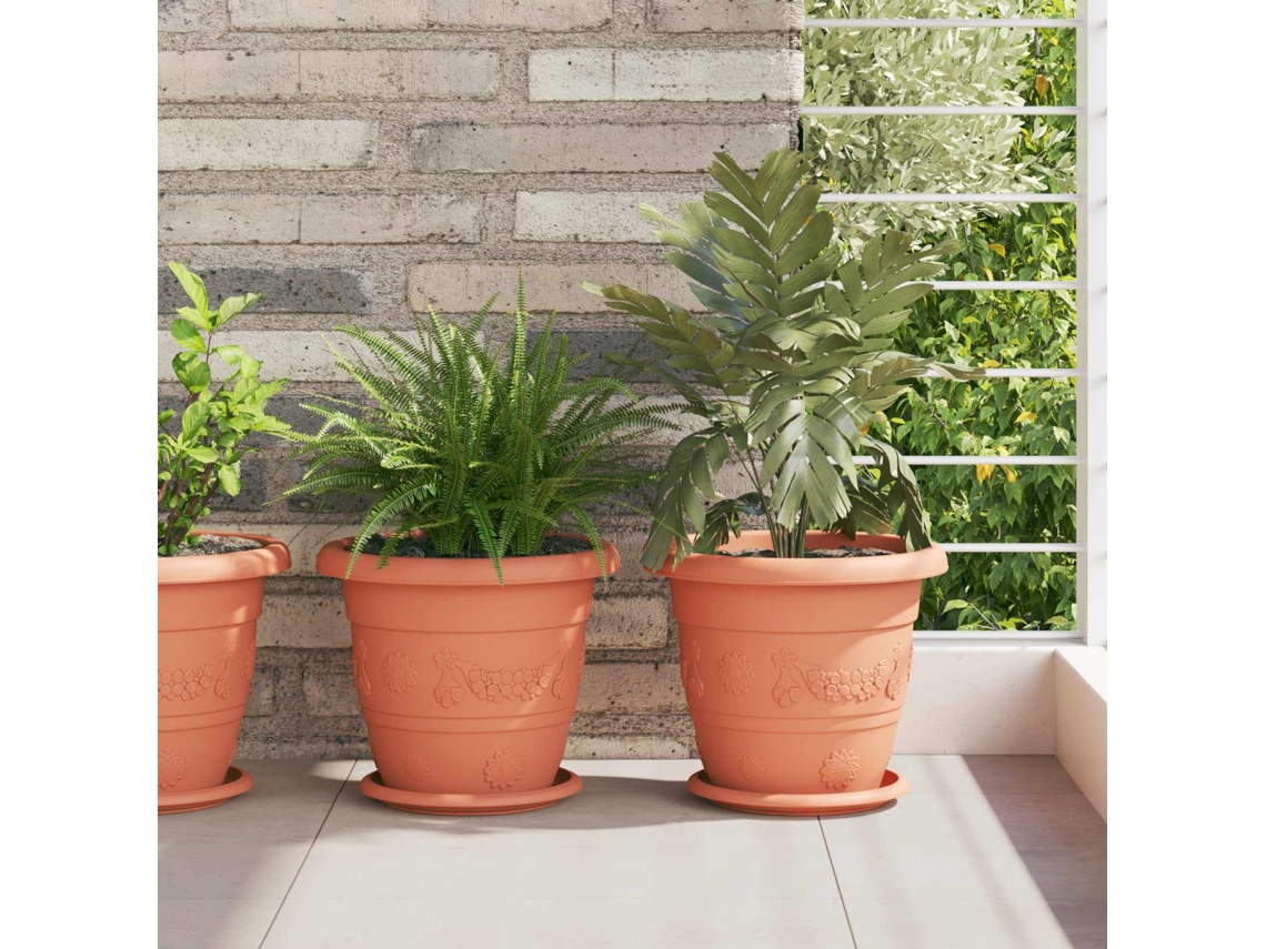 Vidaxl Vasos De Plantas 6 Unid. Vermelho Tijolo Ø 26 X 21.5 Cm