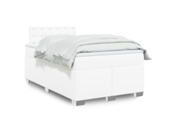 Vidaxl Cama Boxspring Com Colchão 120x190 Cm Couro Artificial Branco