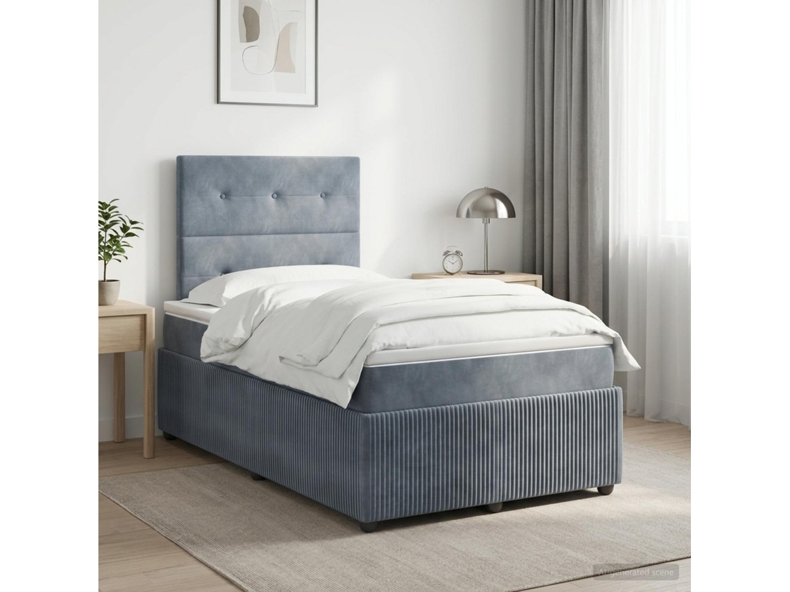 Vidaxl Cama Box Spring Com Colchão Cinzento-escuro 120 X 190 Cm Veludo