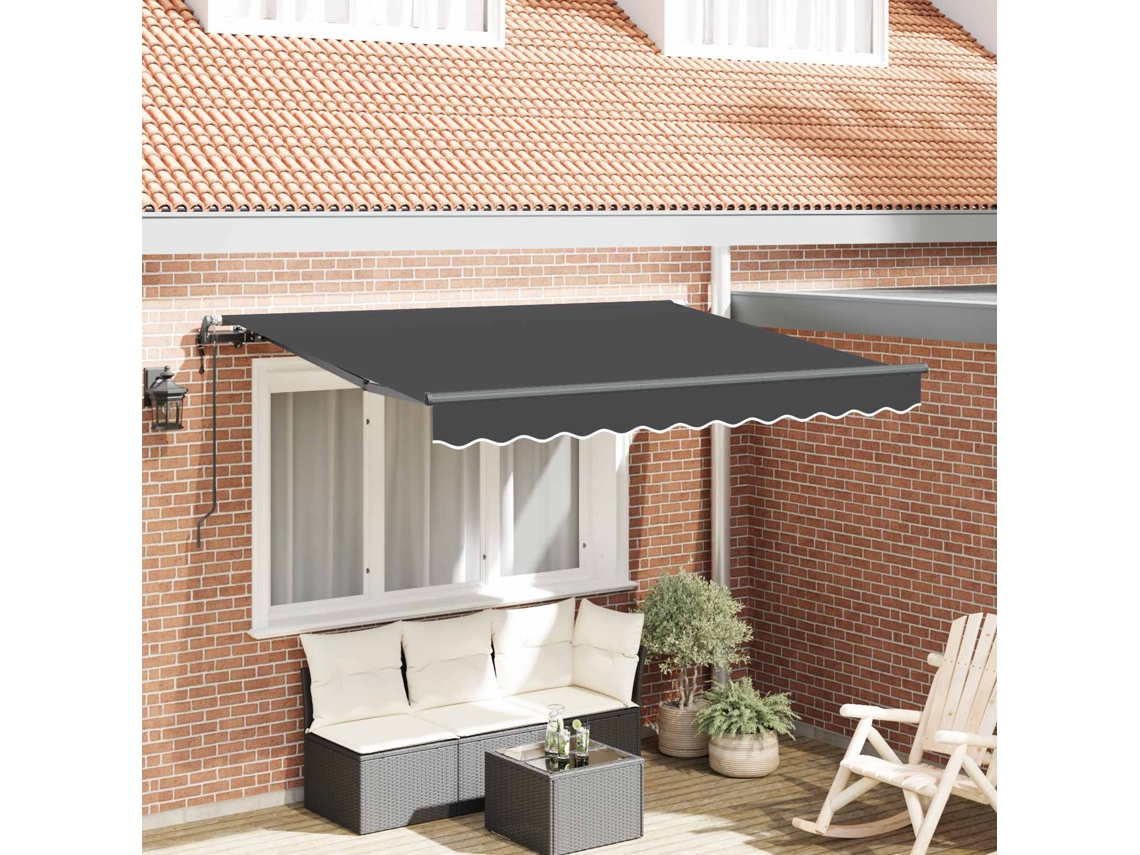 Vidaxl Toldo Retrátil Antracite 250 X 200 Cm Tecido
