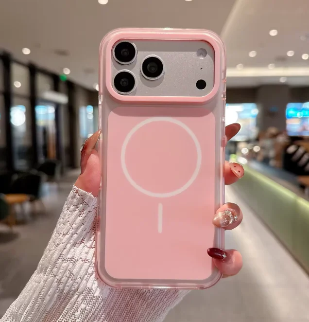 (rosa, Iphone 14 Plus) Capa Magnética Para Celular Com Proteção Contra Impactos Por Airbag, Compatível Com Carregamento Sem Fio Magsafe.