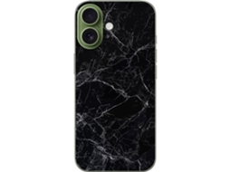 Capa Para Celular Compatível Com Apple Iphone 17, Cor Preta Marmorizada.