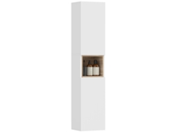 Armário de banheiro com 2 portas, prateleiras ajustáveis, 30x24x140 cm, Branco | S/MARCA