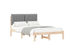 Estrutura de Cama com Cabeceira Estofada em Cinzento Claro MAISON EXCLUSIVE