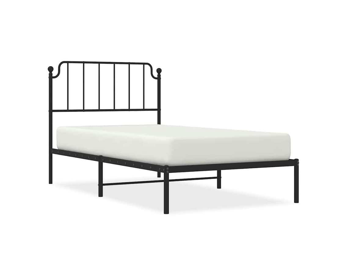 Estrutura de Cama com Cabeceira 100x190 cm Metal Preto MAISON EXCLUSIVE