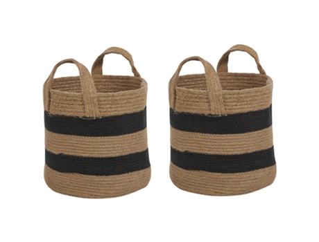 Conjunto de 2 cestas de yute beige/negro 30 cm GEREDE