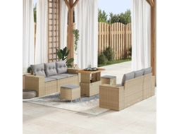Vidaxl Conjunto De Sofá De Jardim 9 Unid. Bege E Cinza Claro