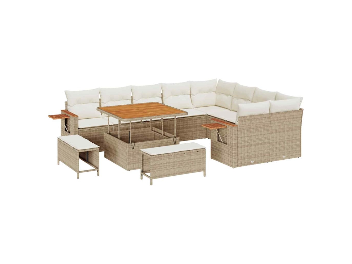 Conjunto 12 Conjunto De Sofá De Jardim Vidaxl Bege Vime Pe (100 X 100 X 71 Cm)