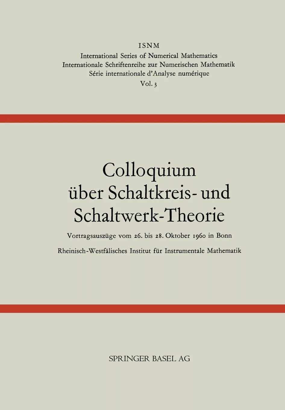Livro Colloquium Uber Schaltkreis- Und Schaltwerk-theorie De Rheinisch-westfalisches Institut Fur Ins (inglês)