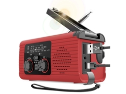 Rádio solar de emergência com gerador manual de manivela 2000mAh e lanterna BESTVITE (vermelho)
