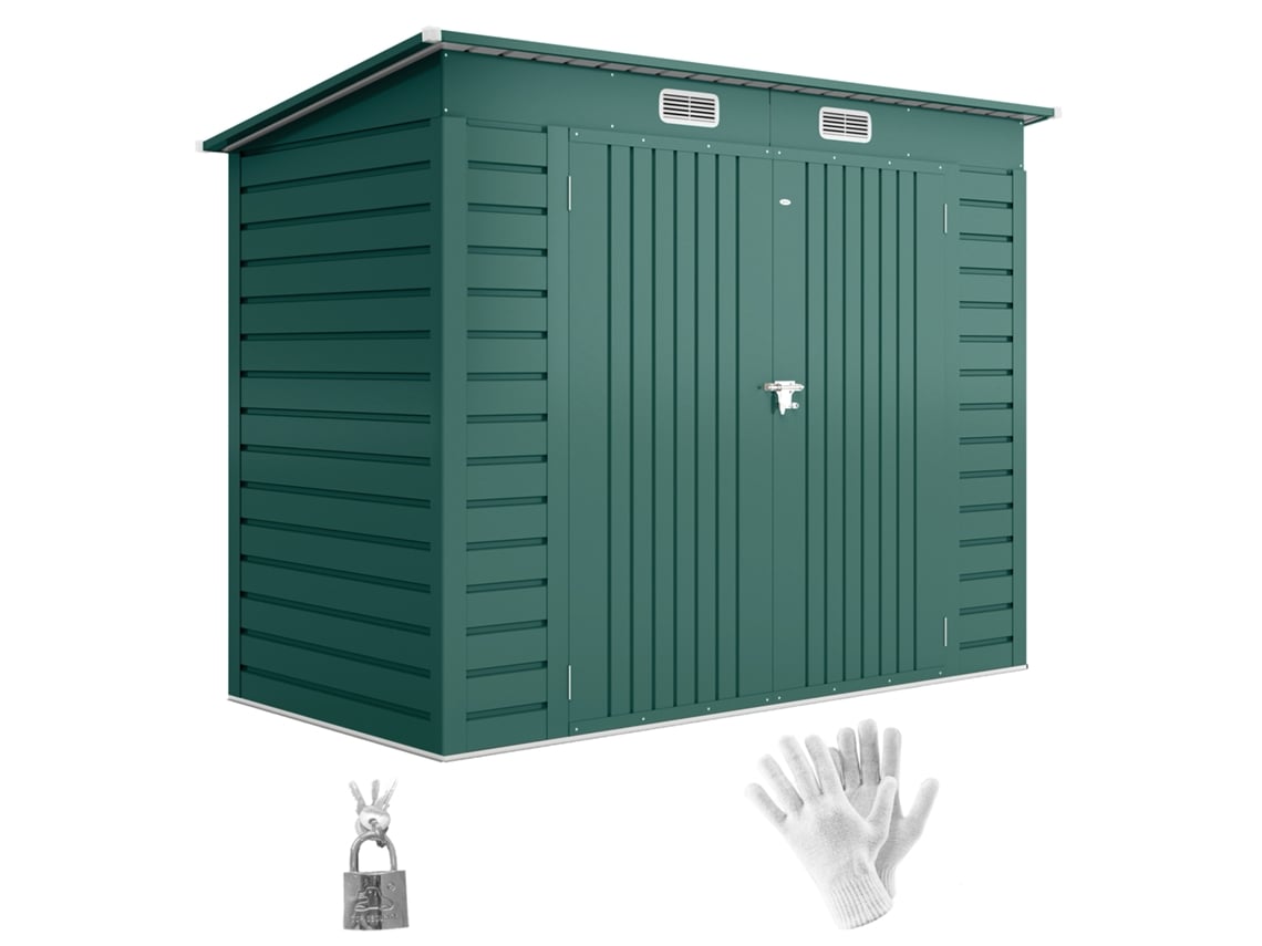 Abrigo de Ferramentas CHEZMOI com 2 Aberturas de Ventilação 249x121x183 cm Verde