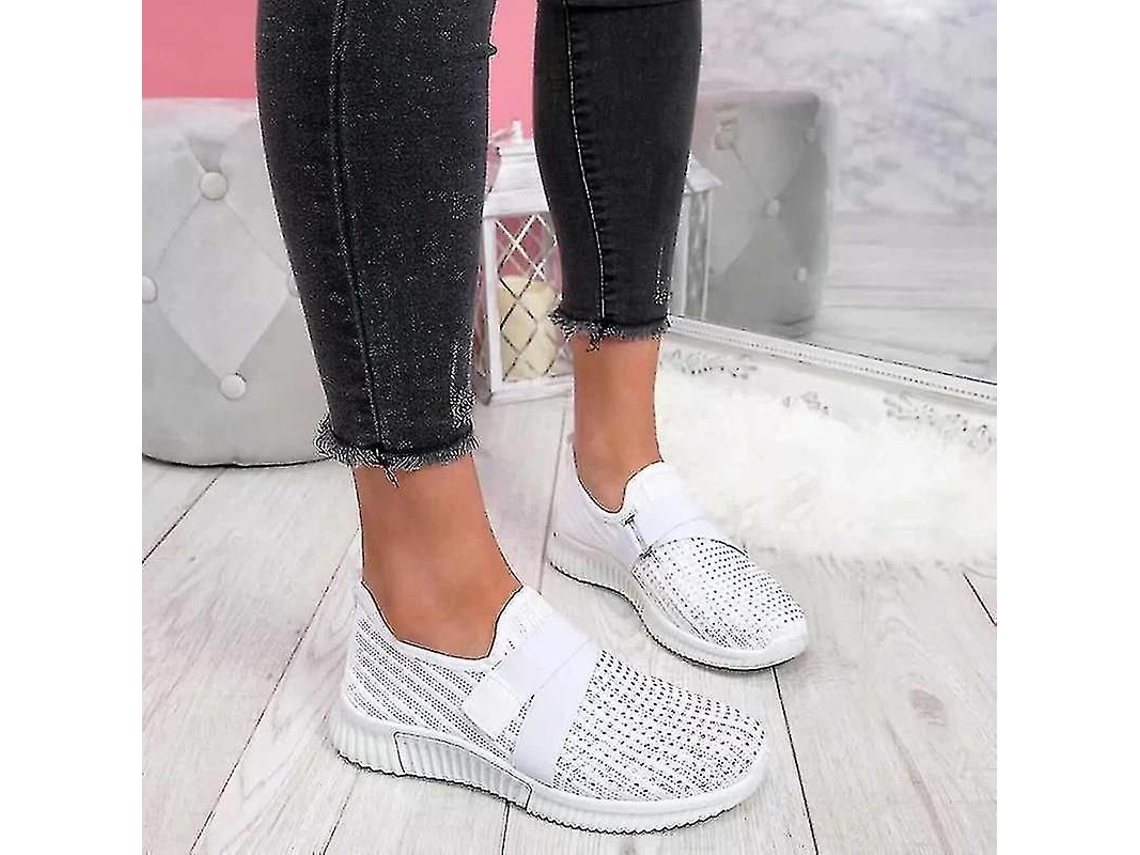 2026 zapatos Slip on para Mujer com Sola Ortopédica, Zapatillas de Moda Plataforma para Caminhar, Algodão Transpirable