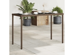 Vidaxl Mesa De Jardim Com Tampo De Vidro 115x54x74 Cm Vime Pe Castanho