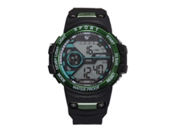 Relógio esportivo digital à prova d'água para homens e estudantes, pulseira de borracha verde.