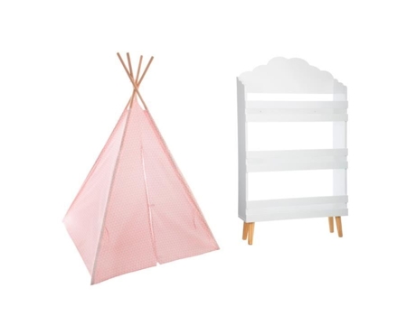 Estante Nuvem Branca 3 Prateleiras Decoração Tipi Rosa H160 para Crianças ATMOSPHERA FOR KIDS