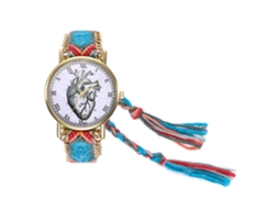 Relógio de Pulso Feminino de Lã Simples com Números Romanos Quartzo Azul Claro