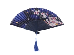 Vento de Bambu Dobrável com Tassel Azul para Verão