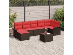 Vidaxl Conjunto De Sofá De Jardim 8 Unid. Castanho Vime Pe