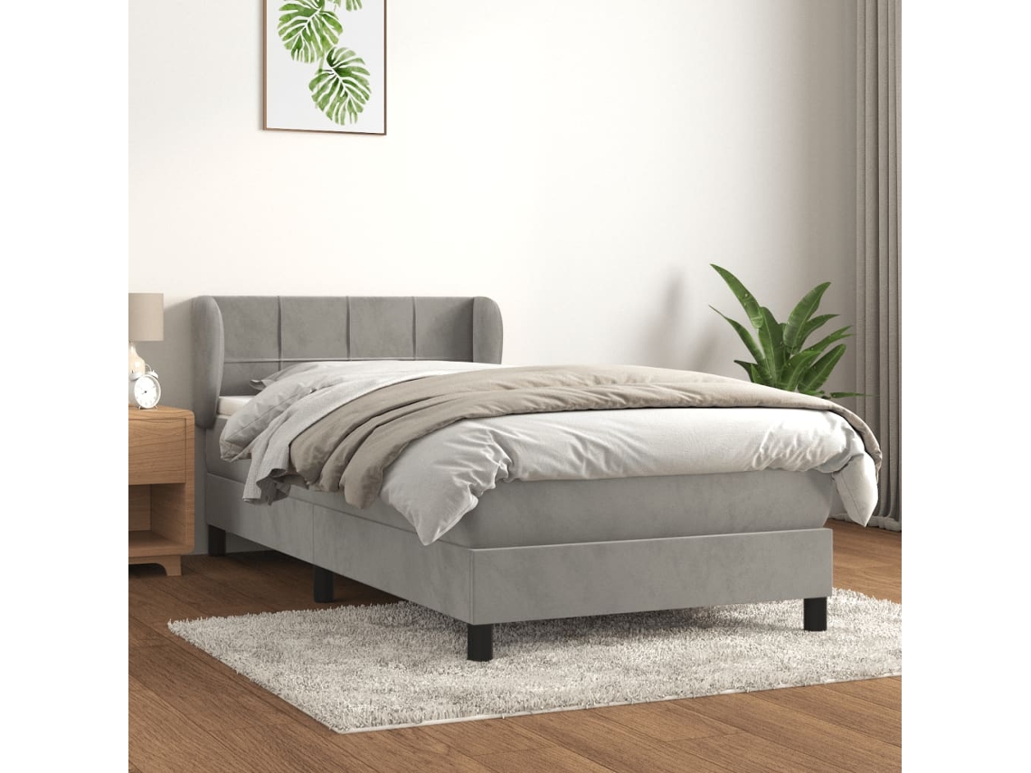 Box Spring Bed, Box Spring Beds Vidaxl Cinzeto Veludo (90 X 190 Cm)