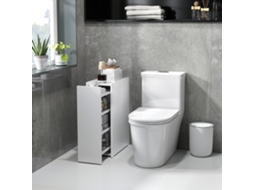 Móvel de banheiro estreito com rodas, prateleira de nicho e 3 gavetas profundas, ideal para espaços pequenos, 47 x 25 x 66,5 cm, branco Liptaptyn