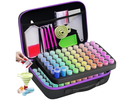Caixa de armazenamento para acessórios de pintura diamante, 120 compartimentos para pintura diamante 5D, broca completa, bordado diamante Oly Magic