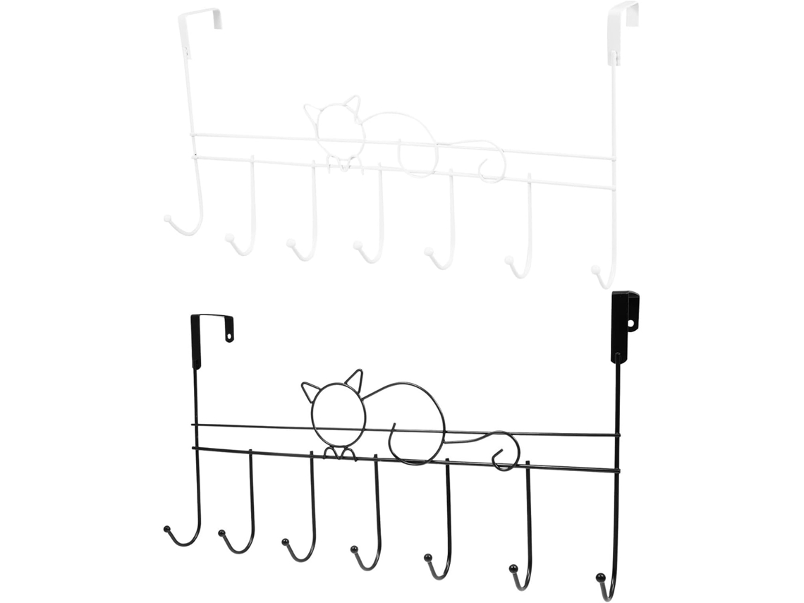 Conjunto De 2 Ganchos Porta Em Ferro Com Formato Gato, Design Nórdico Moderno, Economizam Espaço E Não Danificam A Porta