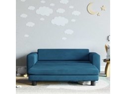 Vidaxl Sofá Infantil Com Apoio De Pés 100x50x30 Cm Veludo Azul