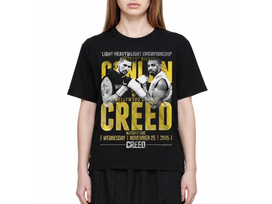 Rockinstone Rocky Movie Conlan Vs Creed Black Adult T-shirt Size:m