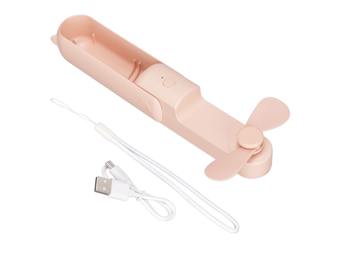 Ventilador Mini Usb Portátil Dobrável com 3 Velocidades e Bateria Recarregável Rosa | S/MARCA