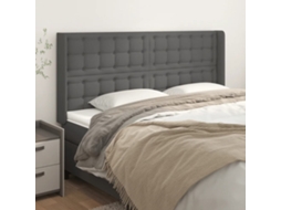 Cabecero con Alas de Piel Sintética 203x16x118/128 Cm Gris
