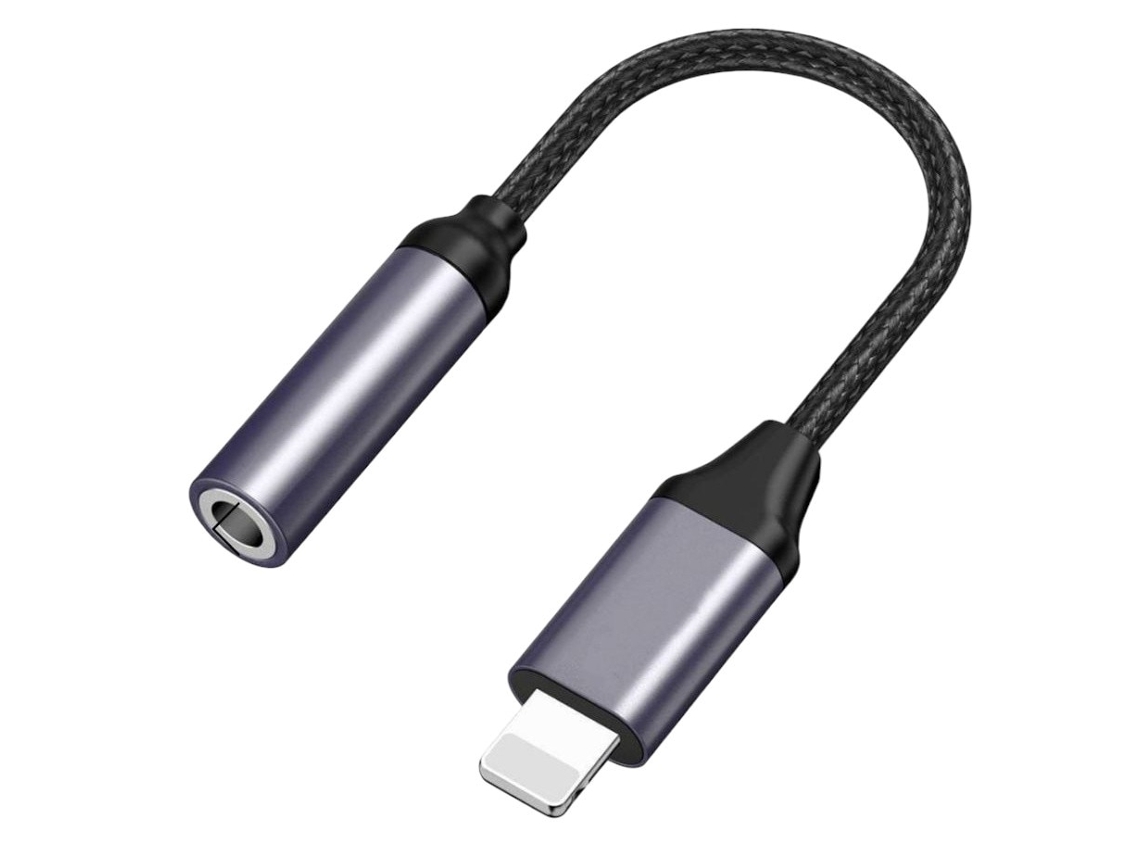 Conector Lightning para 3,5mm Jack, Compatível com Iphone e Ipad, com 13cm de Comprimento e na Cor Cinza e Preto AOZORZ
