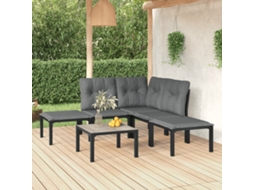 Pcs Conjunto Lounge De Jardim Vime Pe Preto E Cinzento Dkd Home Decor