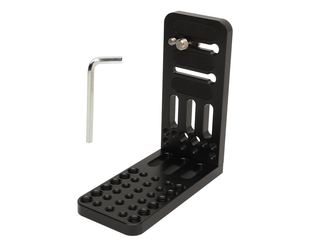 Placa L Para Câmera Com Bloqueio Rápido, Mudança Vertical E Horizontal, Parafusos De 1/4 E 3/8 Polegadas, Suporta 20kg, Montagem Em Tripé
