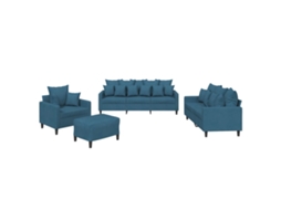 Maison Exclusive - 4 Pcs Conjunto De Sofás Com Almofadões Veludo Azul