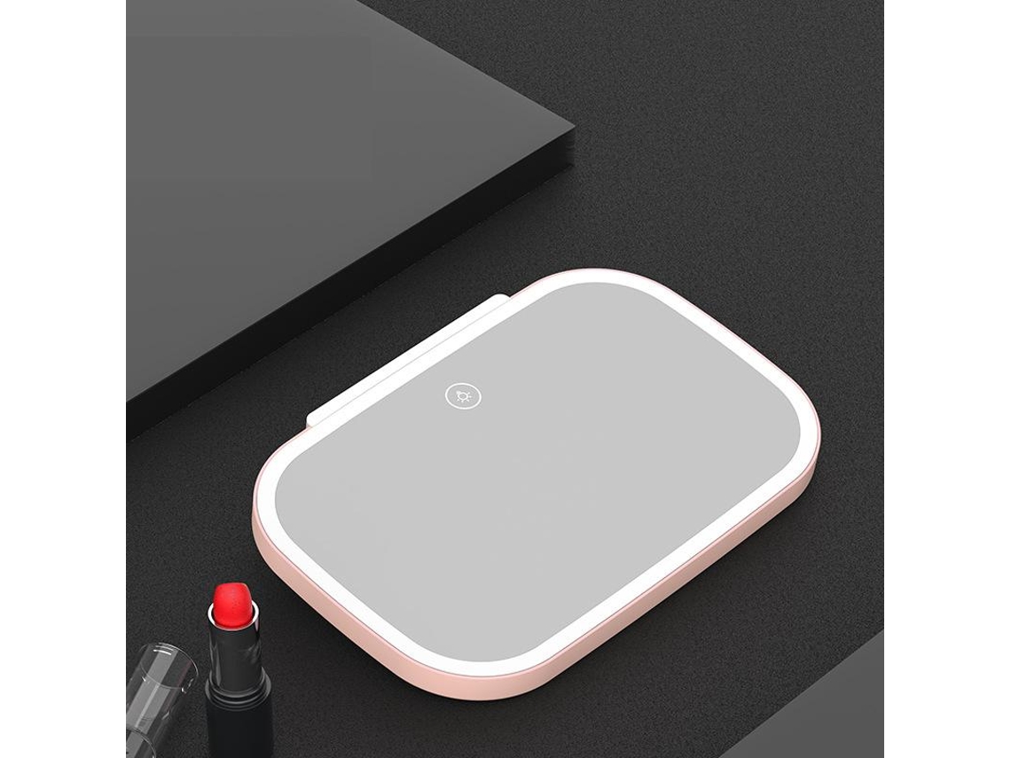 Espelho De Cortesia Automotivo Led Universal Rosa