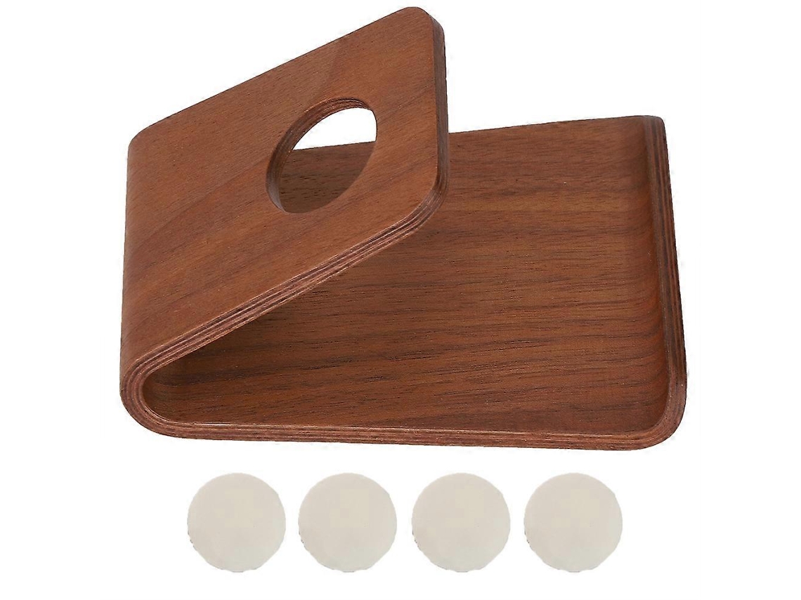 Suporte De Mesa Portátil Para Celular Samdi Em Madeira Com 4 Almofadas Antiderrapantes, Cor Nogueira Preta.