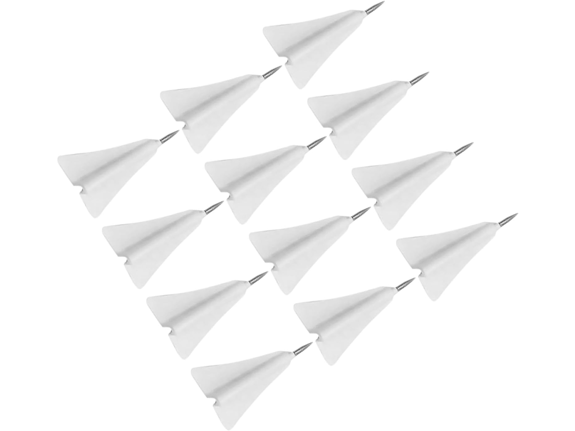 Tachinhas Criativas Abaodam, Portáteis E Fáceis De Uso, Feitas de Abs e Aço No Formato Avião Papel, Pacote Com 12 Unidades